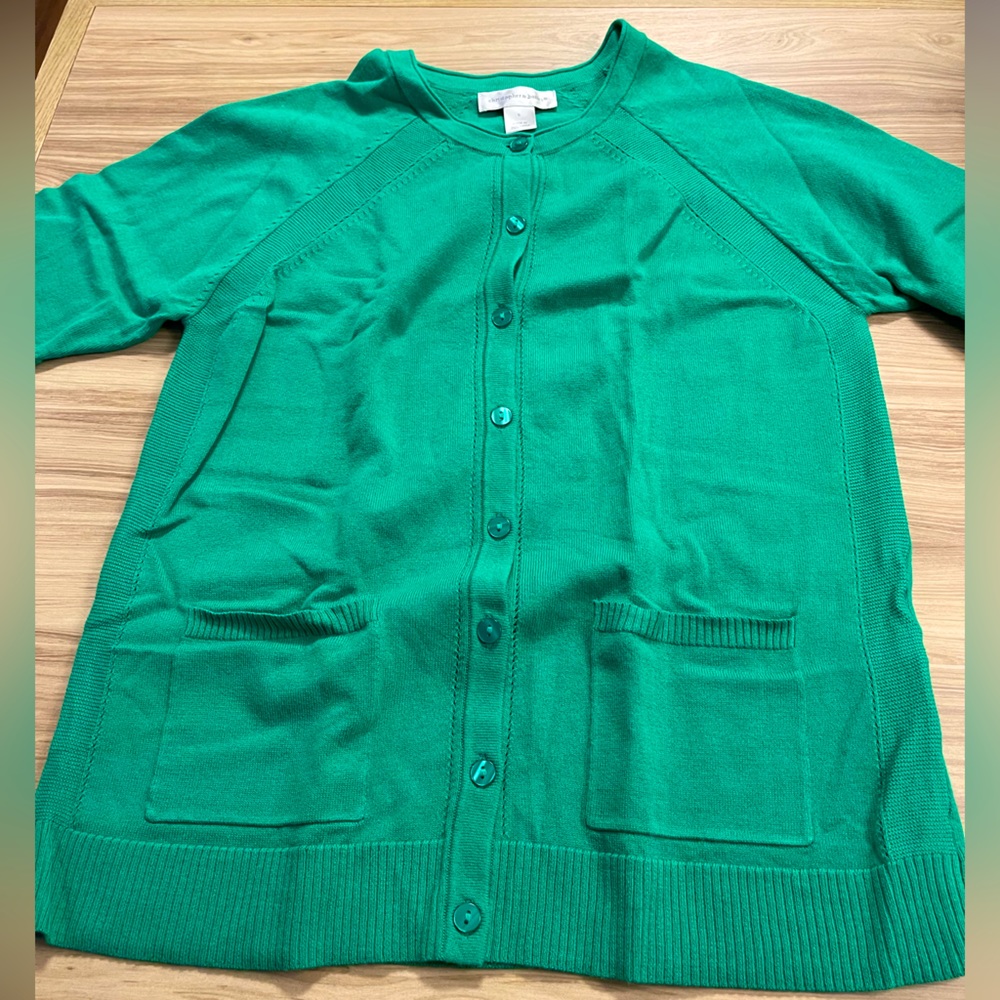 Green Short Sleeve Cardigan Christopher and Banks